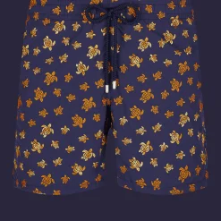 Hot Vilebrequin Men Embroidered Swim Trunks Micro Ronde Des Tortues - Limited Edition Navy/Blue