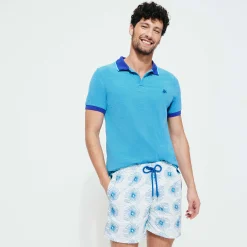 New Vilebrequin Men Embroidered Swim Trunks Hypno Shell - Limited Edition Glacier/Blue