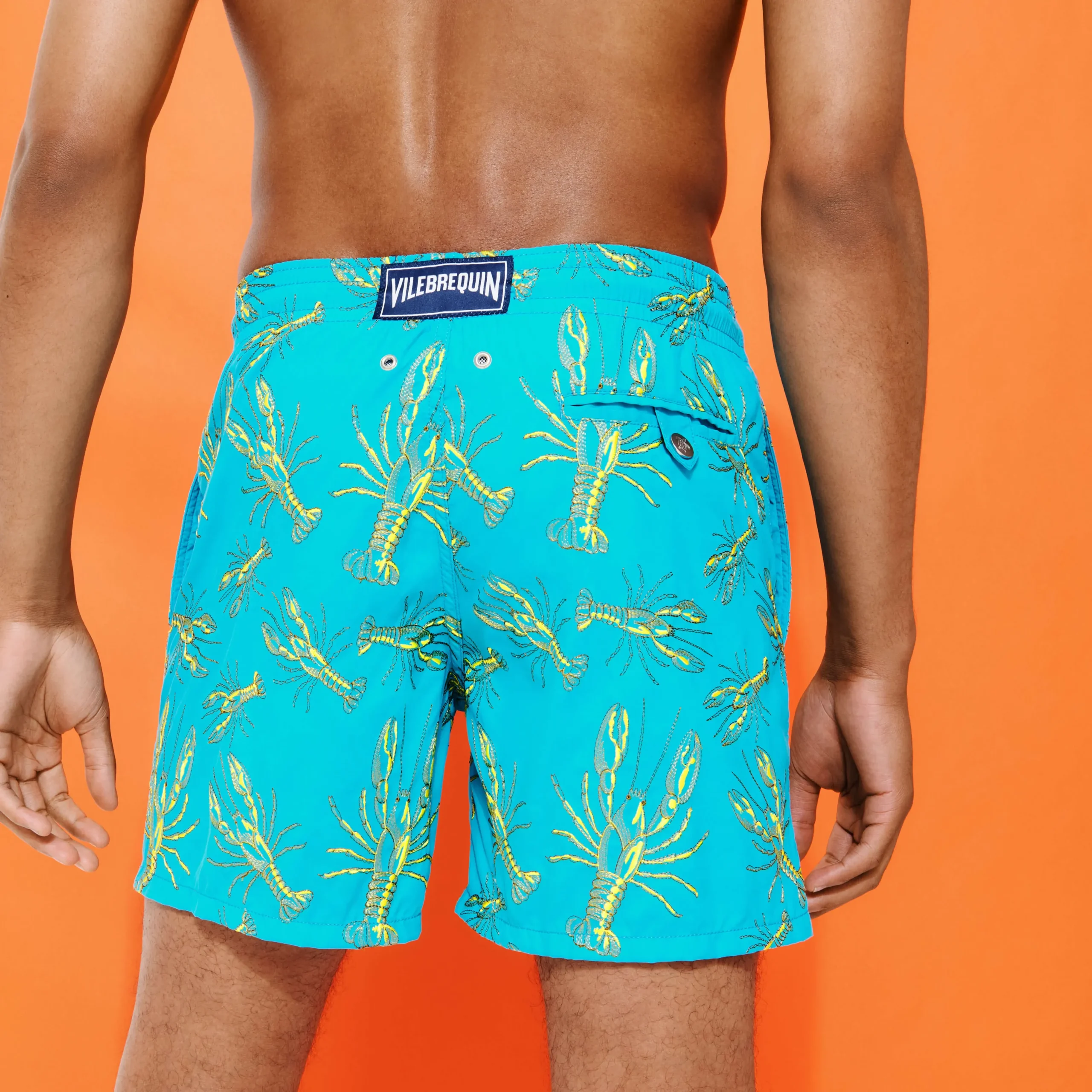 New Vilebrequin Men Embroidered Swimwear Lobsters - Limited Edition Curacao/Blue