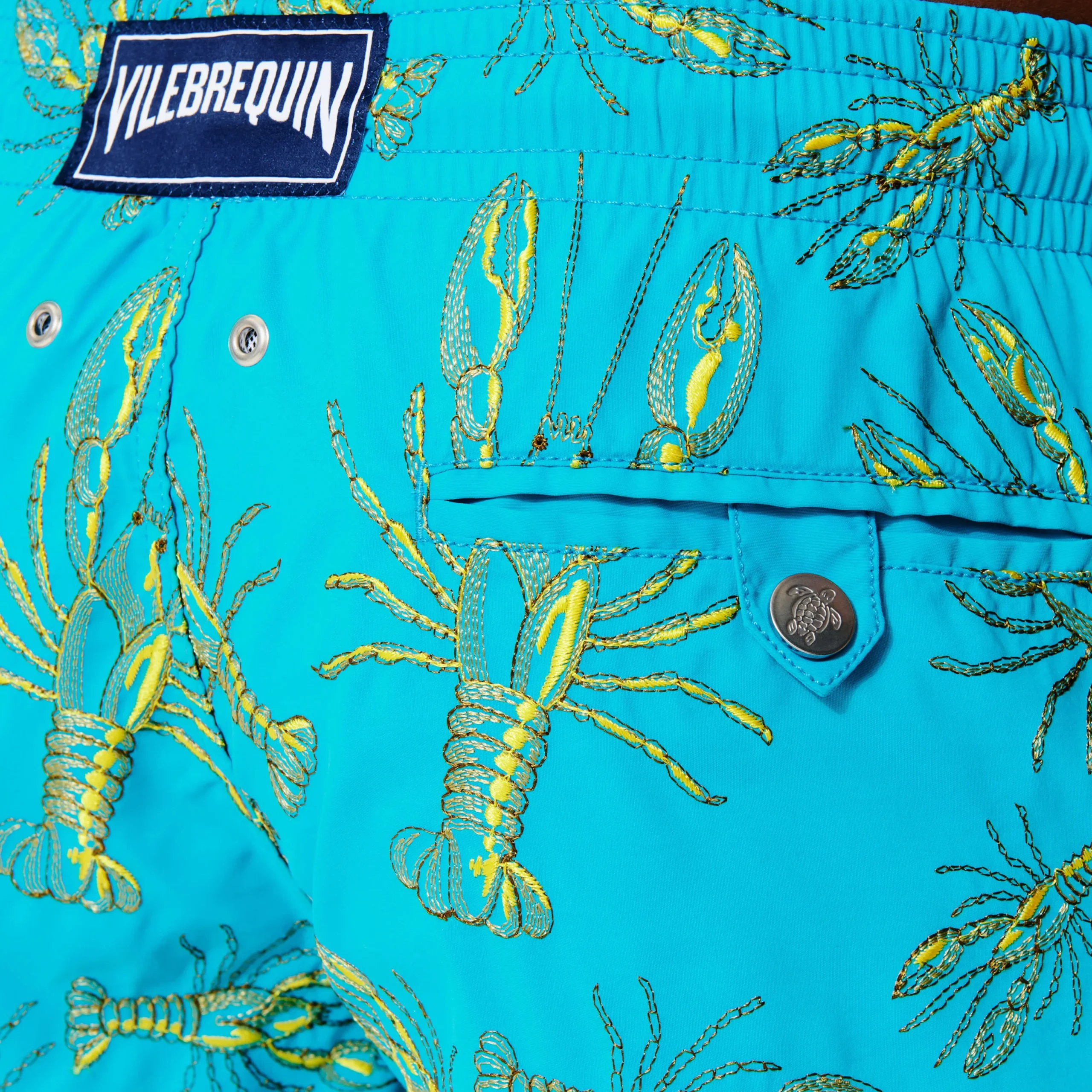 New Vilebrequin Men Embroidered Swimwear Lobsters - Limited Edition Curacao/Blue