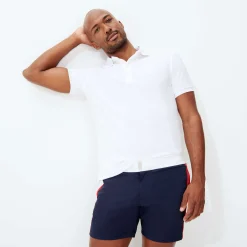 Best Vilebrequin Men Flat Belt Stretch Swim Trunk Tricolor Navy/Blue