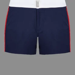 Best Vilebrequin Men Flat Belt Stretch Swim Trunk Tricolor Navy/Blue