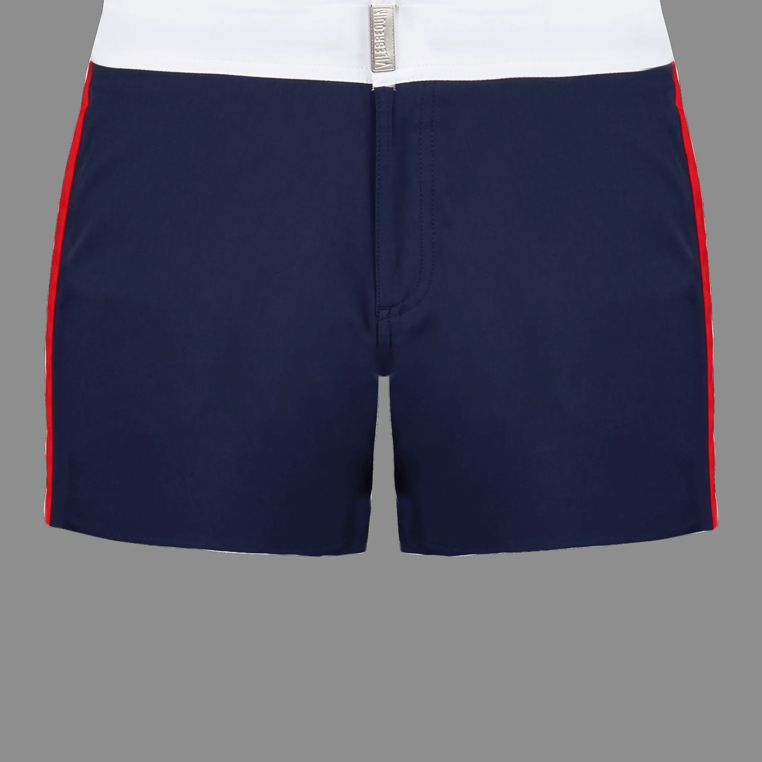 Best Vilebrequin Men Flat Belt Stretch Swim Trunk Tricolor Navy/Blue