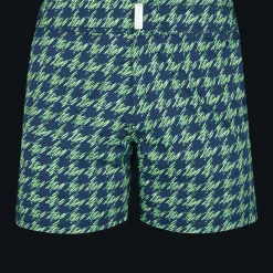 Shop Vilebrequin Men Flat Belt Stretch Swim Trunks Fish Foot Navy/Blue