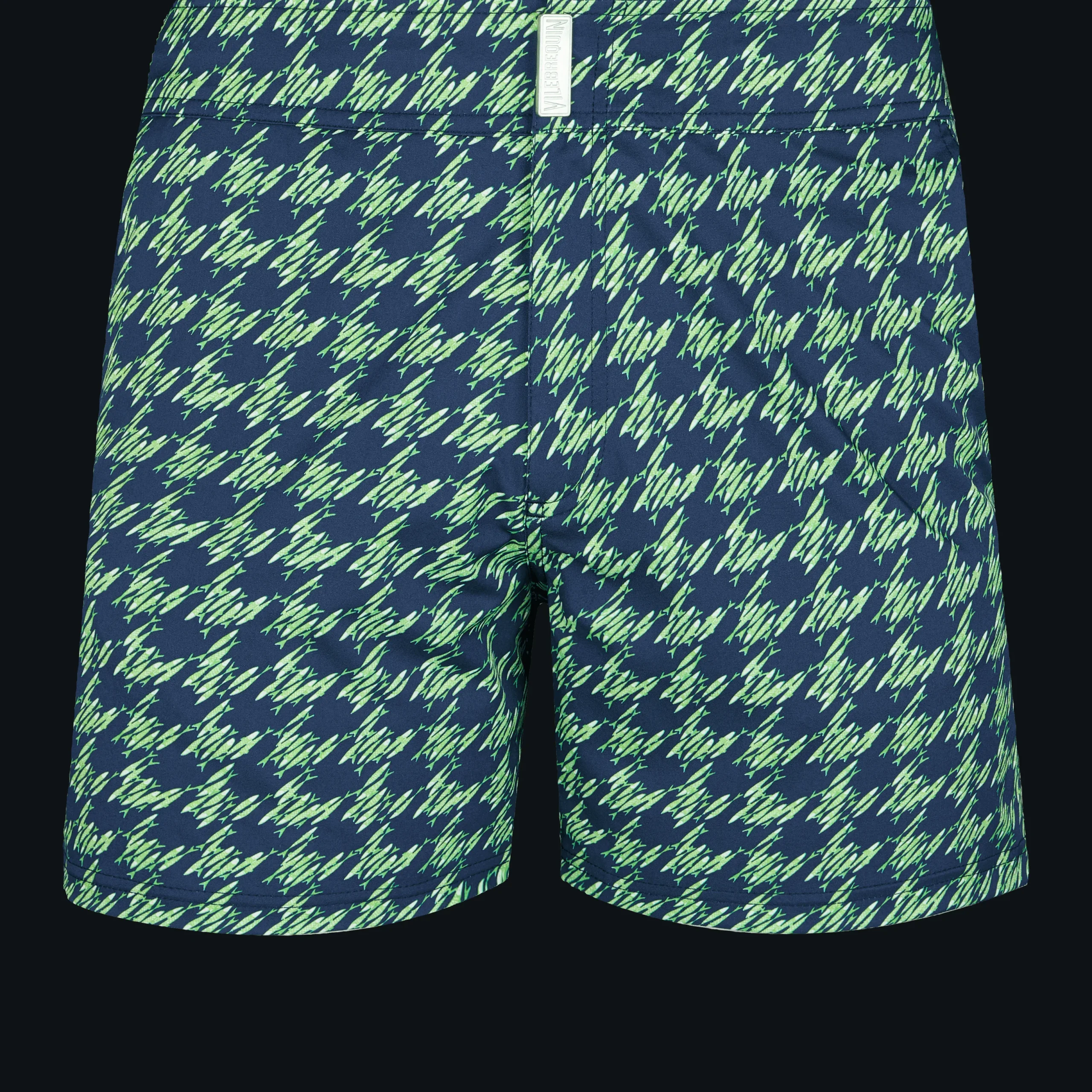 Shop Vilebrequin Men Flat Belt Stretch Swim Trunks Fish Foot Navy/Blue