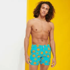 Sale Vilebrequin Men Flat Belt Stretch Swimwear Starfish Dance Curacao/Blue