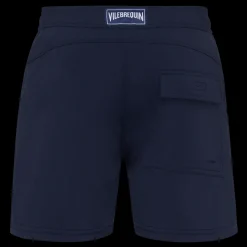 Hot Vilebrequin Men Flat Belt Stretch Swim Trunks Solid Navy/Blue
