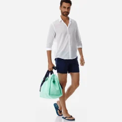 Cheap Vilebrequin Men Flat Belt Stretch Swim Trunk Solid Navy/Blue