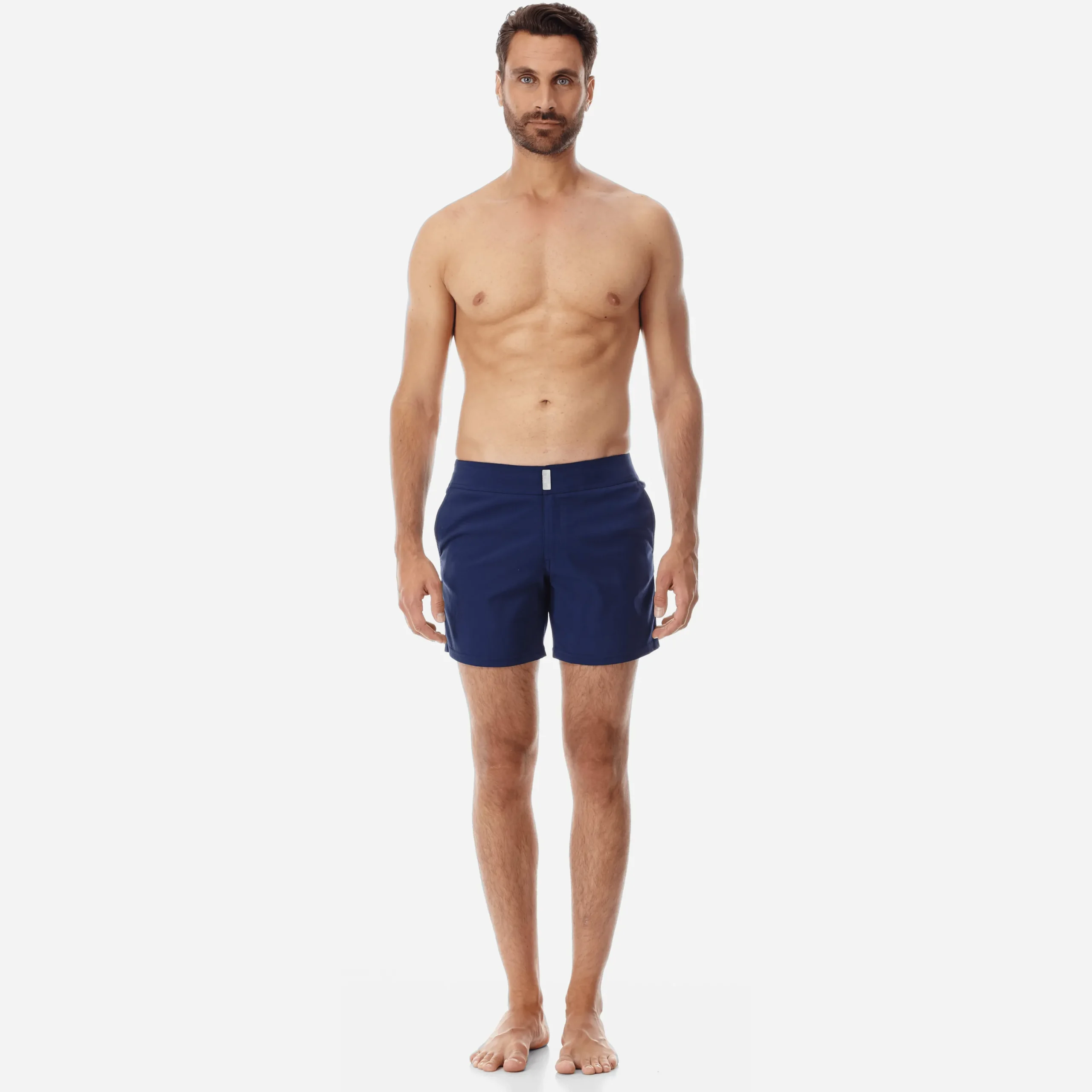 Cheap Vilebrequin Men Flat Belt Stretch Swim Trunk Solid Navy/Blue