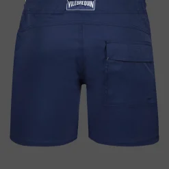 Cheap Vilebrequin Men Flat Belt Stretch Swim Trunk Solid Navy/Blue