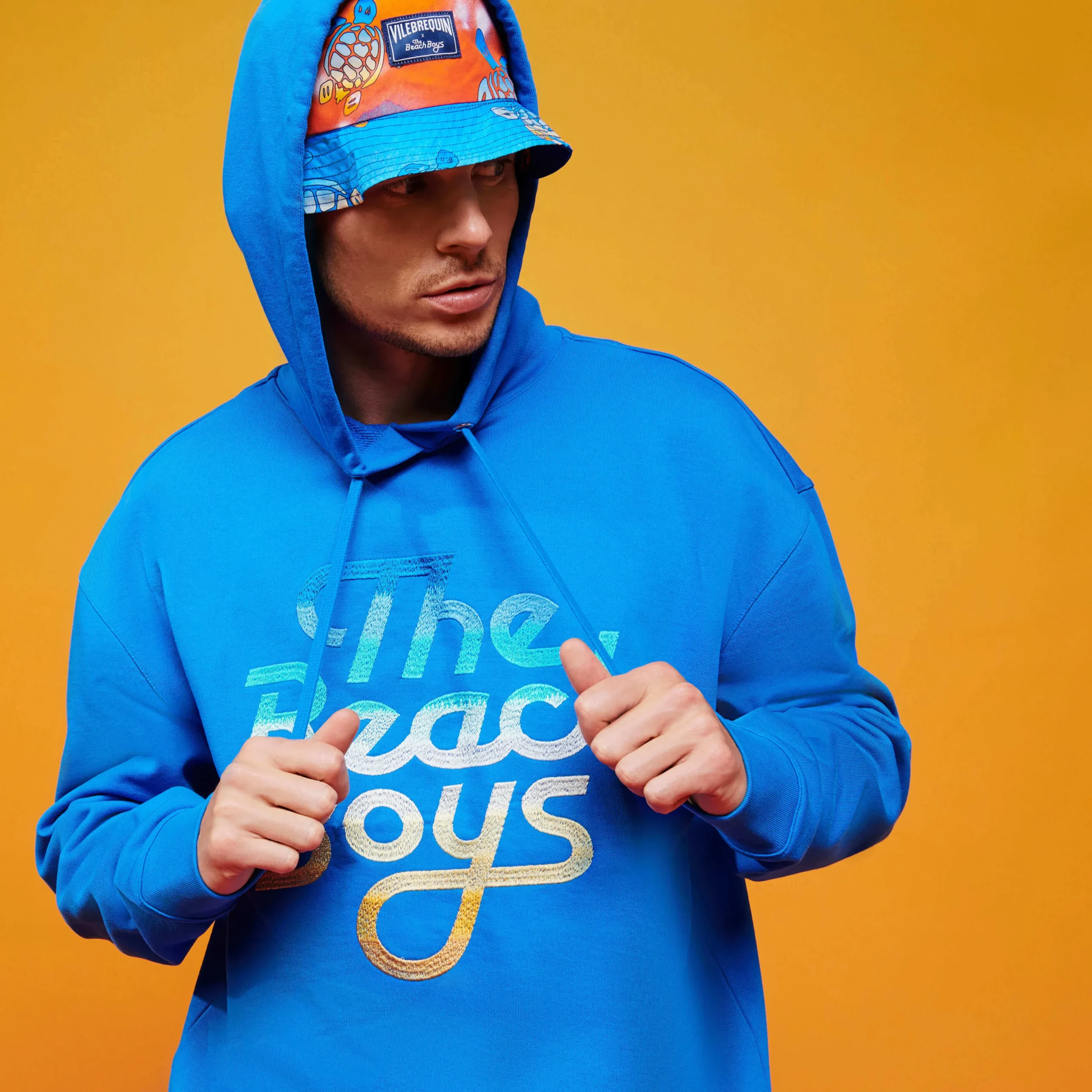Outlet Vilebrequin Men Hoodie Gradient Embroidered Logo - X The Beach Boys Earthenware/Blue