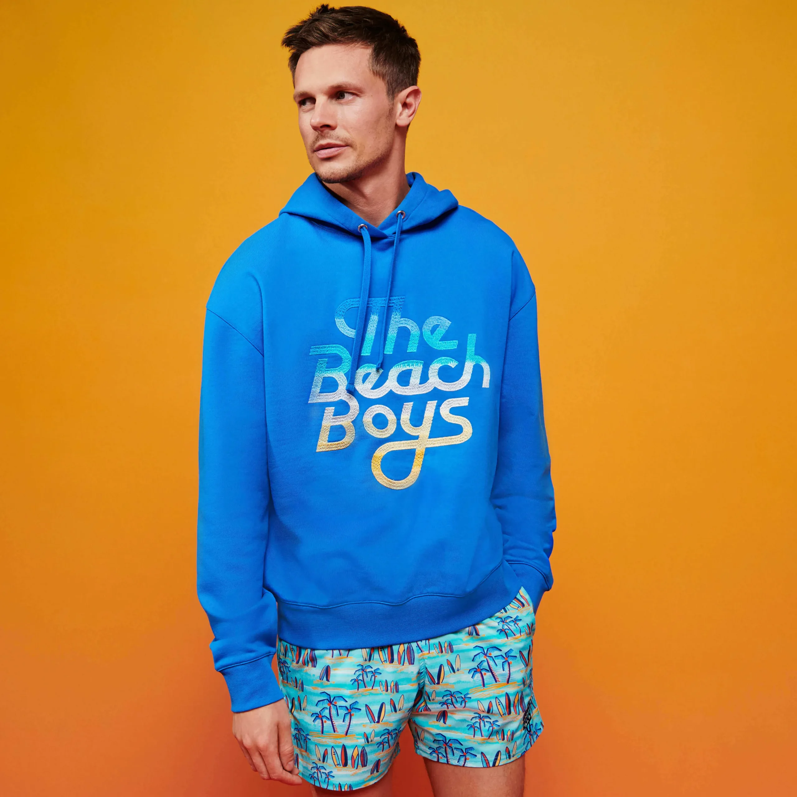 Outlet Vilebrequin Men Hoodie Gradient Embroidered Logo - X The Beach Boys Earthenware/Blue