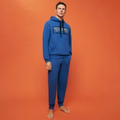 Cheap Vilebrequin Men Jogger Cotton Pants Solid Sea Blue/Blue