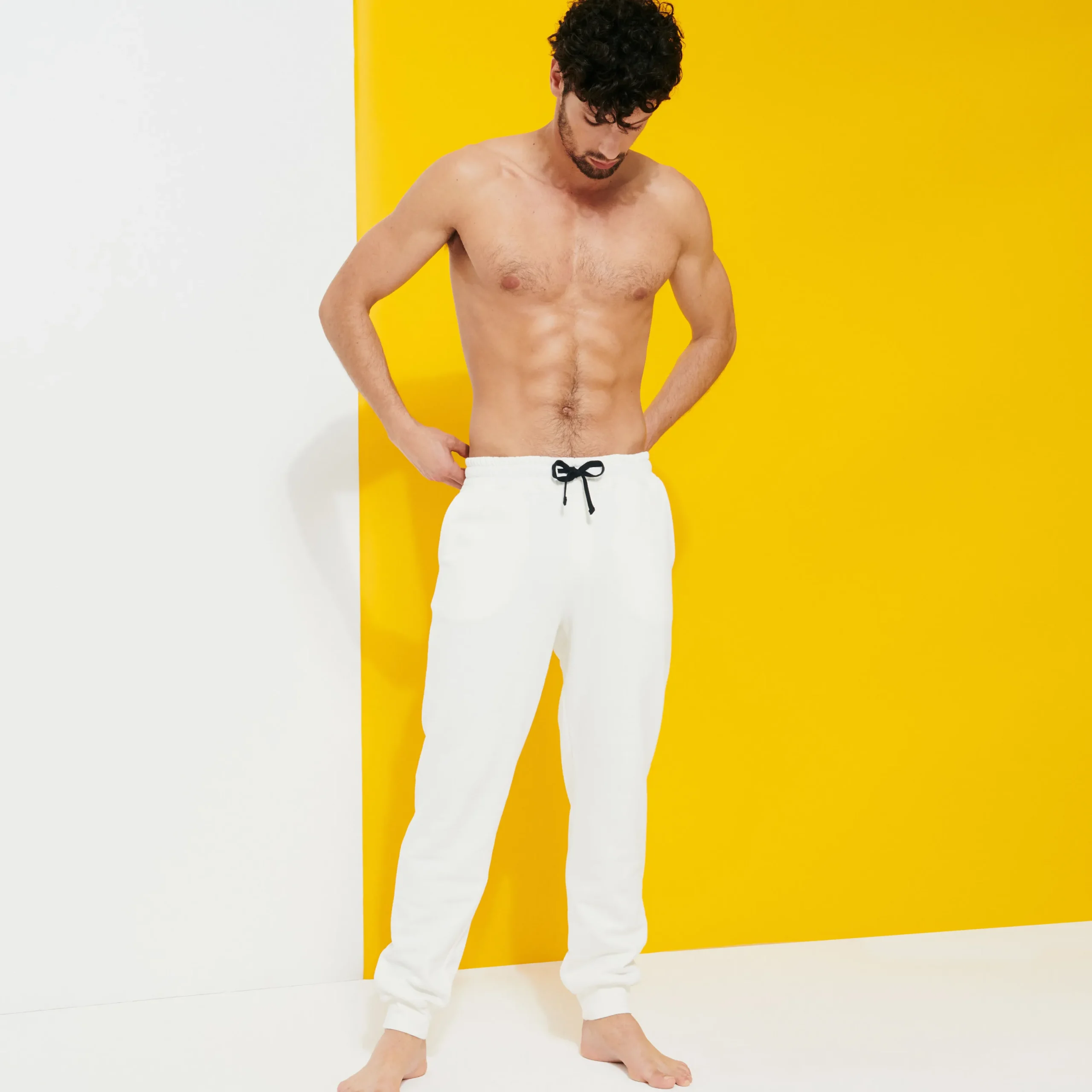 Online Vilebrequin Men Jogger Cotton Pants Solid Off White/White