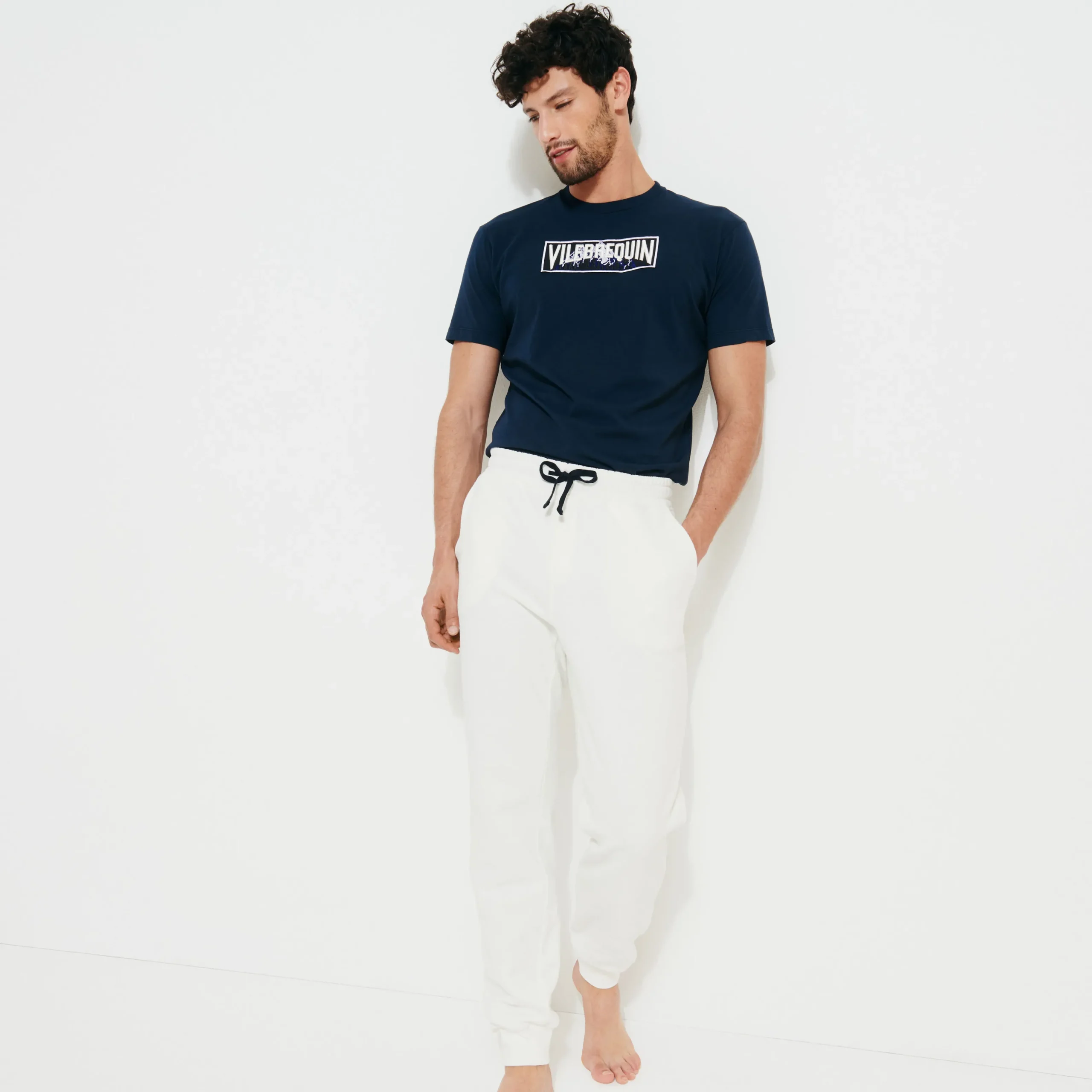 Online Vilebrequin Men Jogger Cotton Pants Solid Off White/White