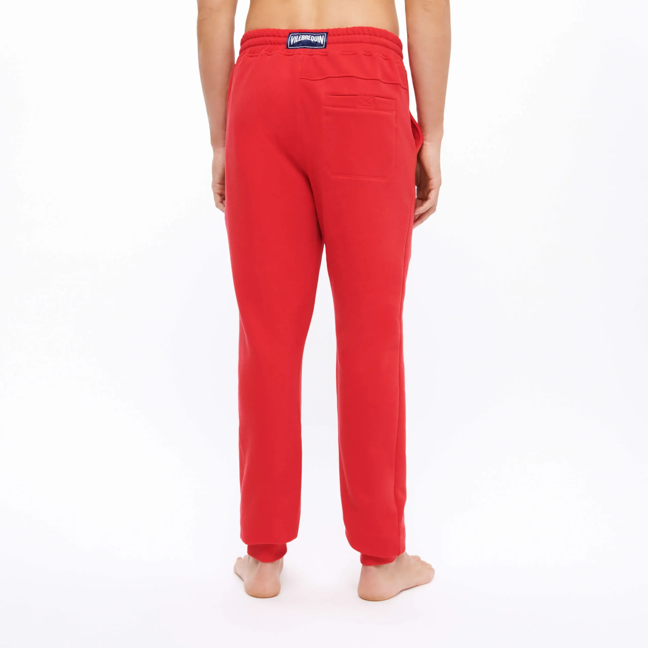 Best Vilebrequin Men Jogger Cotton Pants Solid Burgundy/Red