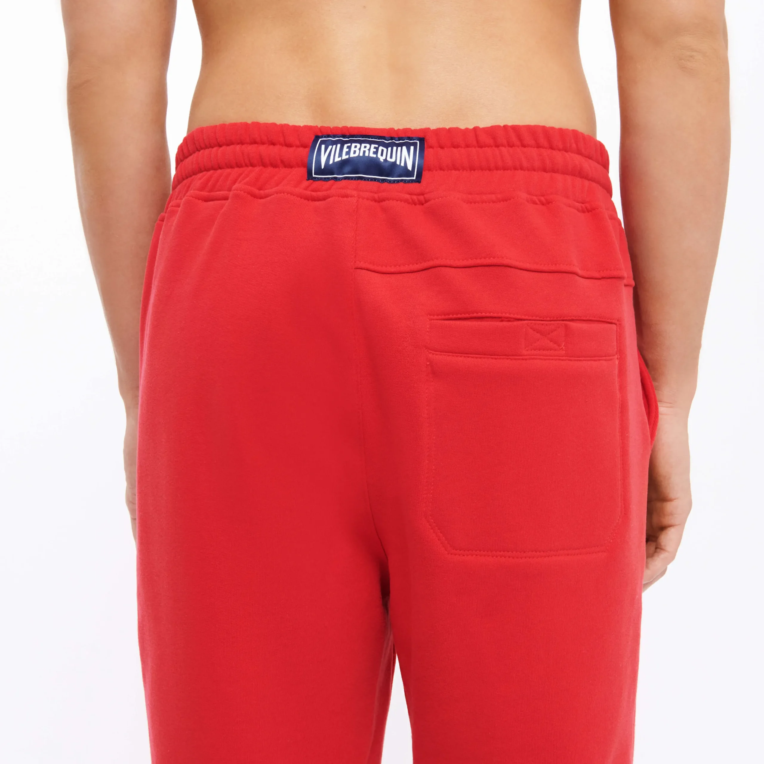 Best Vilebrequin Men Jogger Cotton Pants Solid Burgundy/Red