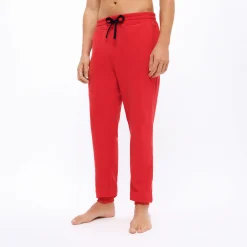 Best Vilebrequin Men Jogger Cotton Pants Solid Burgundy/Red