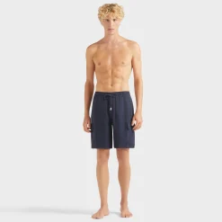 Best Sale Vilebrequin Men Linen Bermuda Shorts Cargo Pockets Navy/Blue