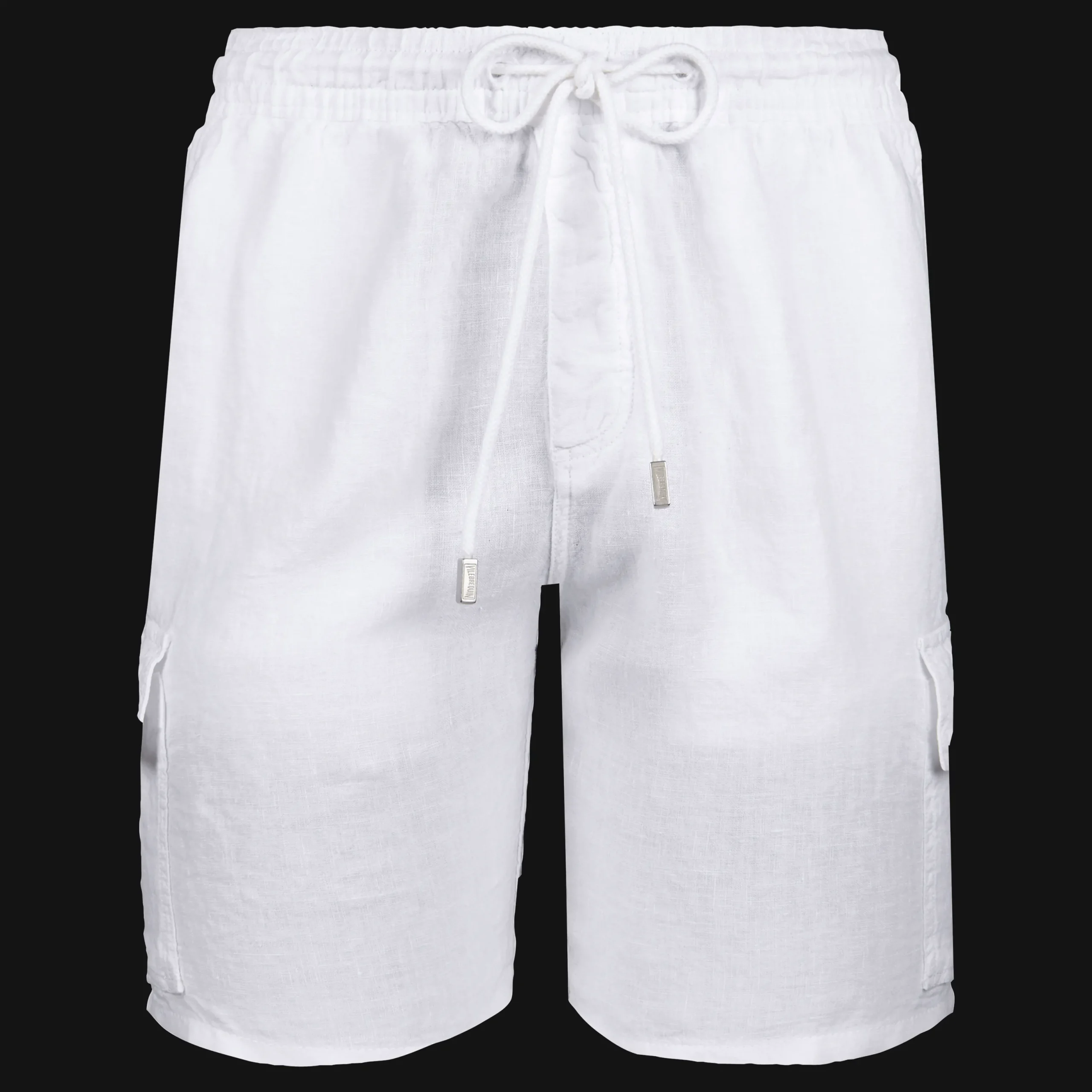 Shop Vilebrequin Men Linen Bermuda Shorts Cargo Pockets White/White