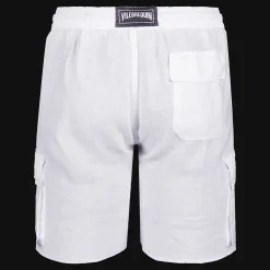 Shop Vilebrequin Men Linen Bermuda Shorts Cargo Pockets White/White