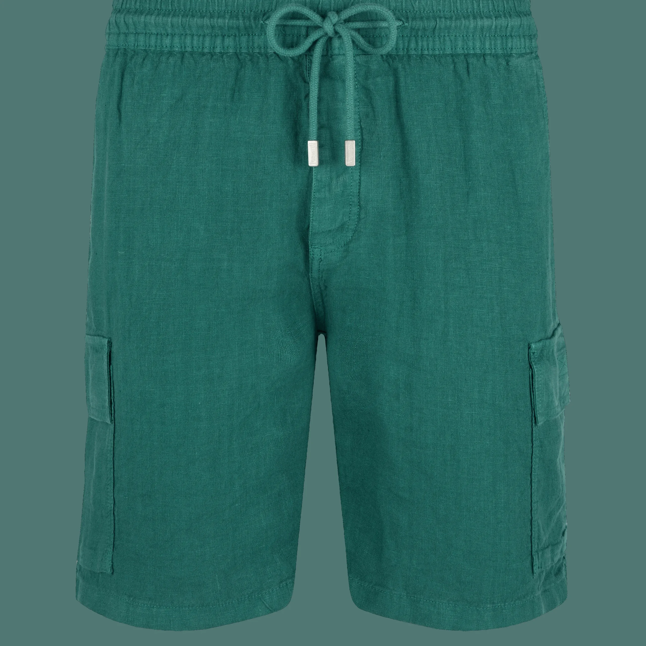 Cheap Vilebrequin Men Linen Bermuda Shorts Cargo Pockets Linden/Green