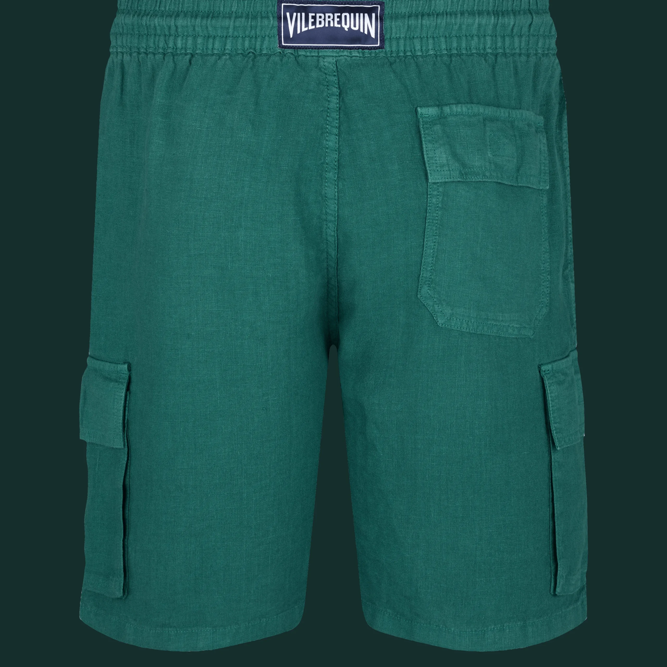 Cheap Vilebrequin Men Linen Bermuda Shorts Cargo Pockets Linden/Green