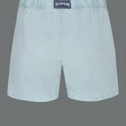 Outlet Vilebrequin Men Linen Bermuda Shorts Mineral Dye Source/Blue