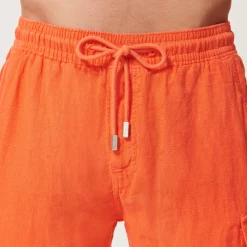 Shop Vilebrequin Men Linen Bermuda Shorts Cargo Pockets Guava/Orange