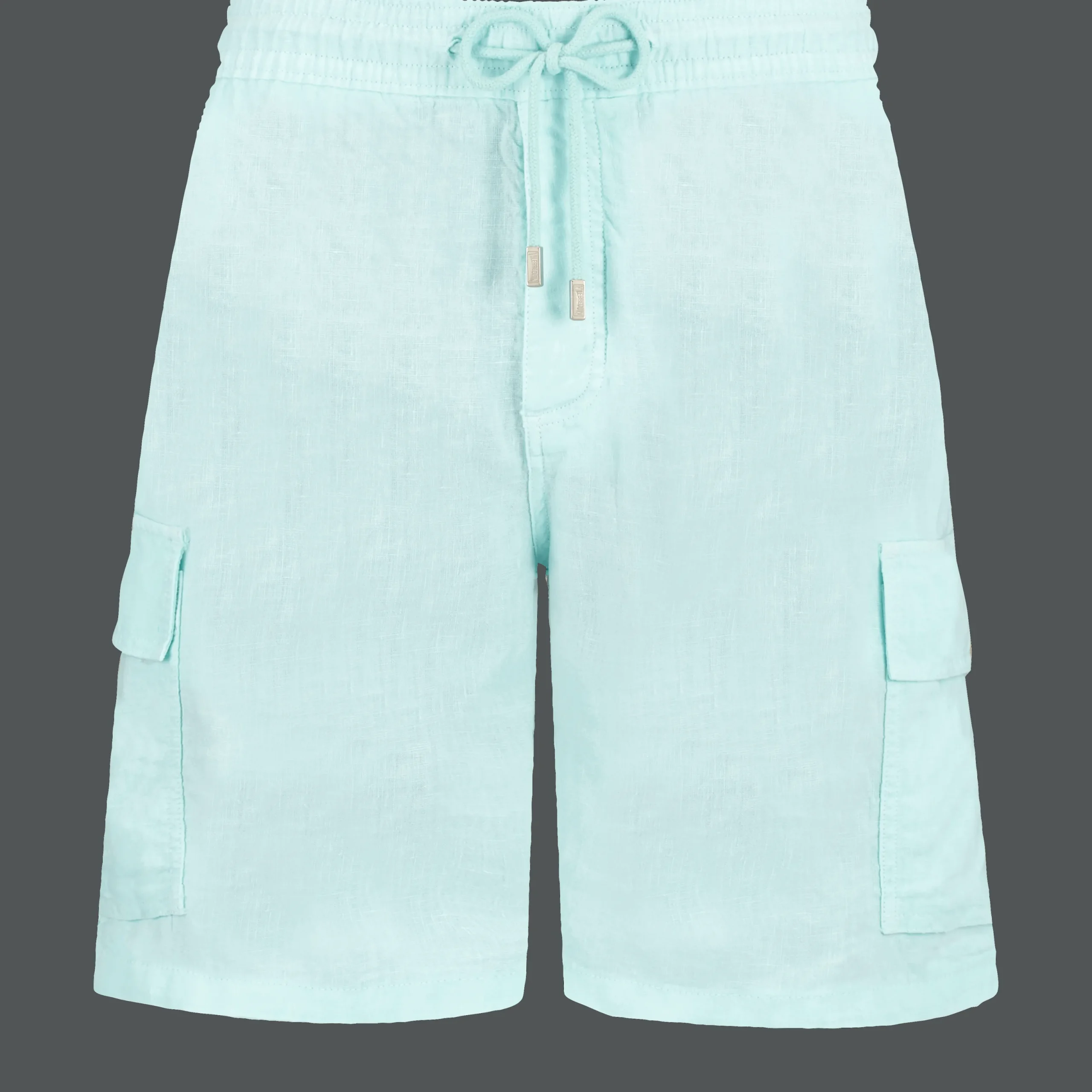 Online Vilebrequin Men Linen Bermuda Shorts Cargo Pockets Thalassa/Blue