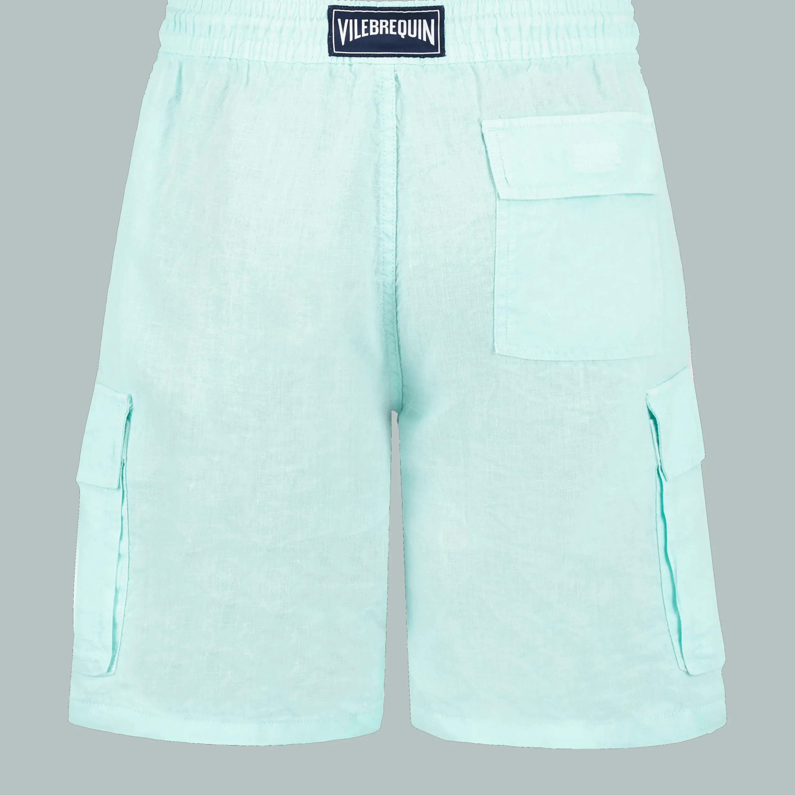 Online Vilebrequin Men Linen Bermuda Shorts Cargo Pockets Thalassa/Blue