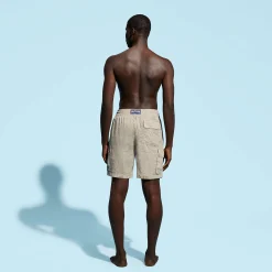 Outlet Vilebrequin Men Linen Bermuda Shorts Cargo Pockets Safari/Beige