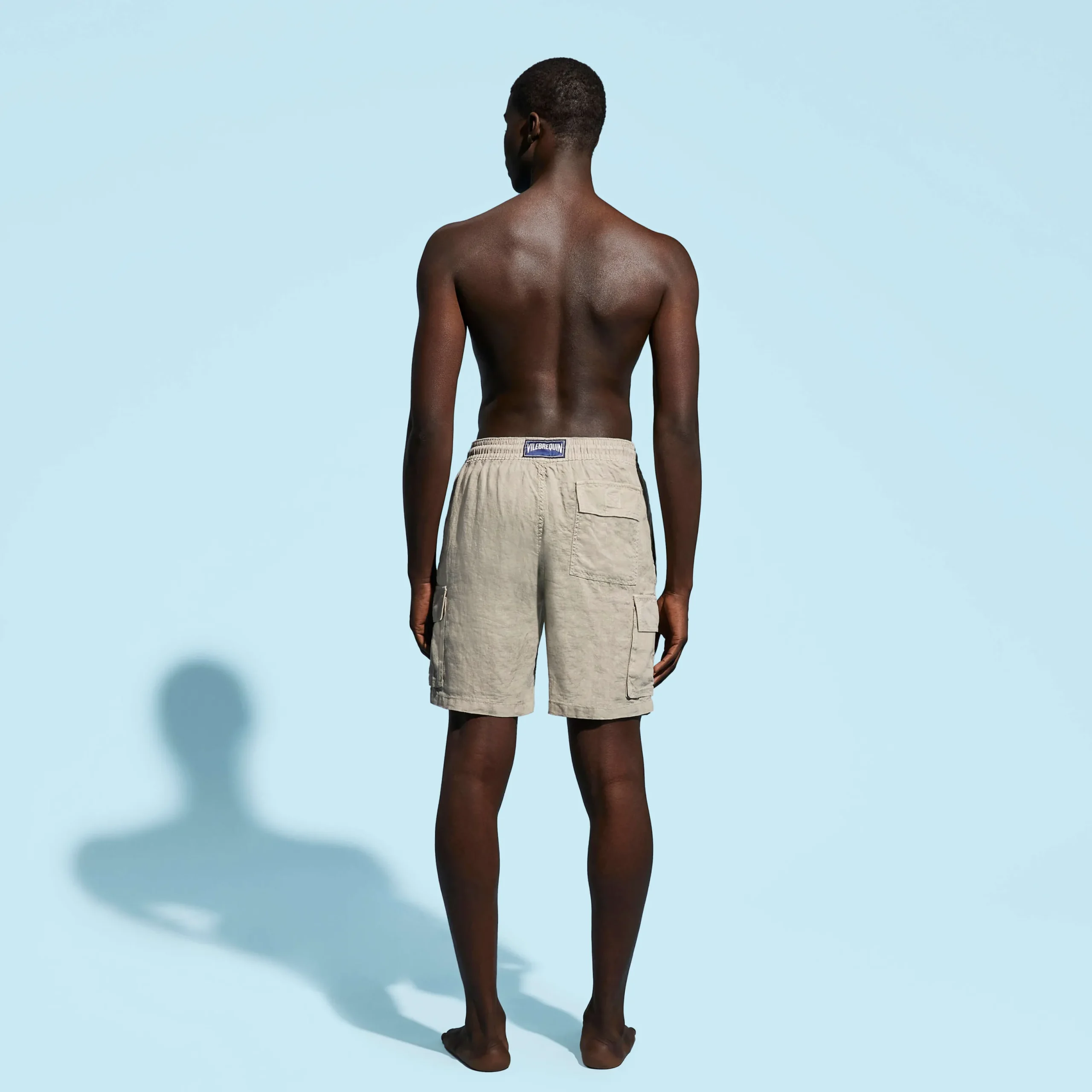 Outlet Vilebrequin Men Linen Bermuda Shorts Cargo Pockets Safari/Beige