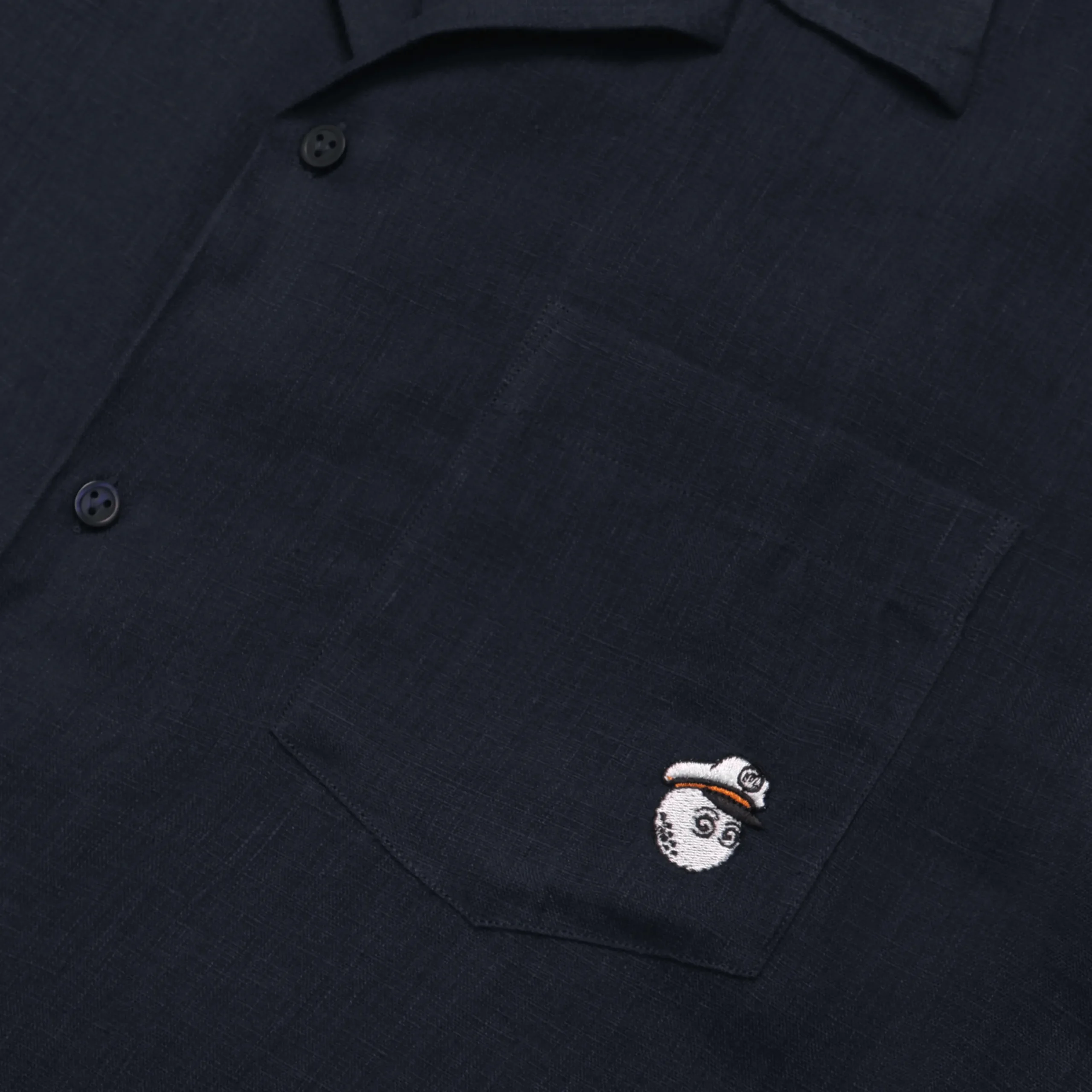 Hot Vilebrequin Men Linen Bowling Shirt In Solid Navy - X Malbon Navy/Blue