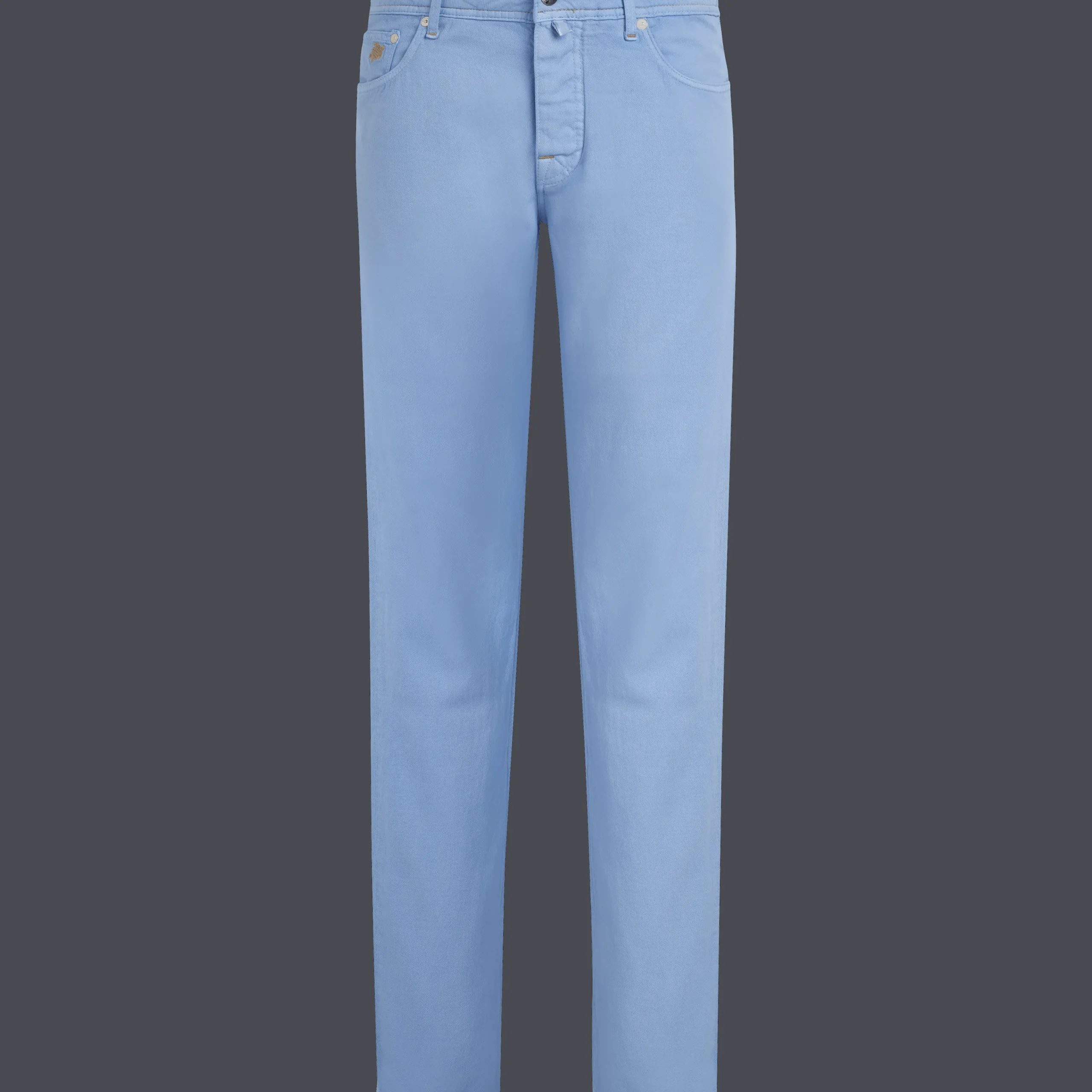 Sale Vilebrequin Men Linen Jeans Drill 5-Pockets Solid Divine/Blue