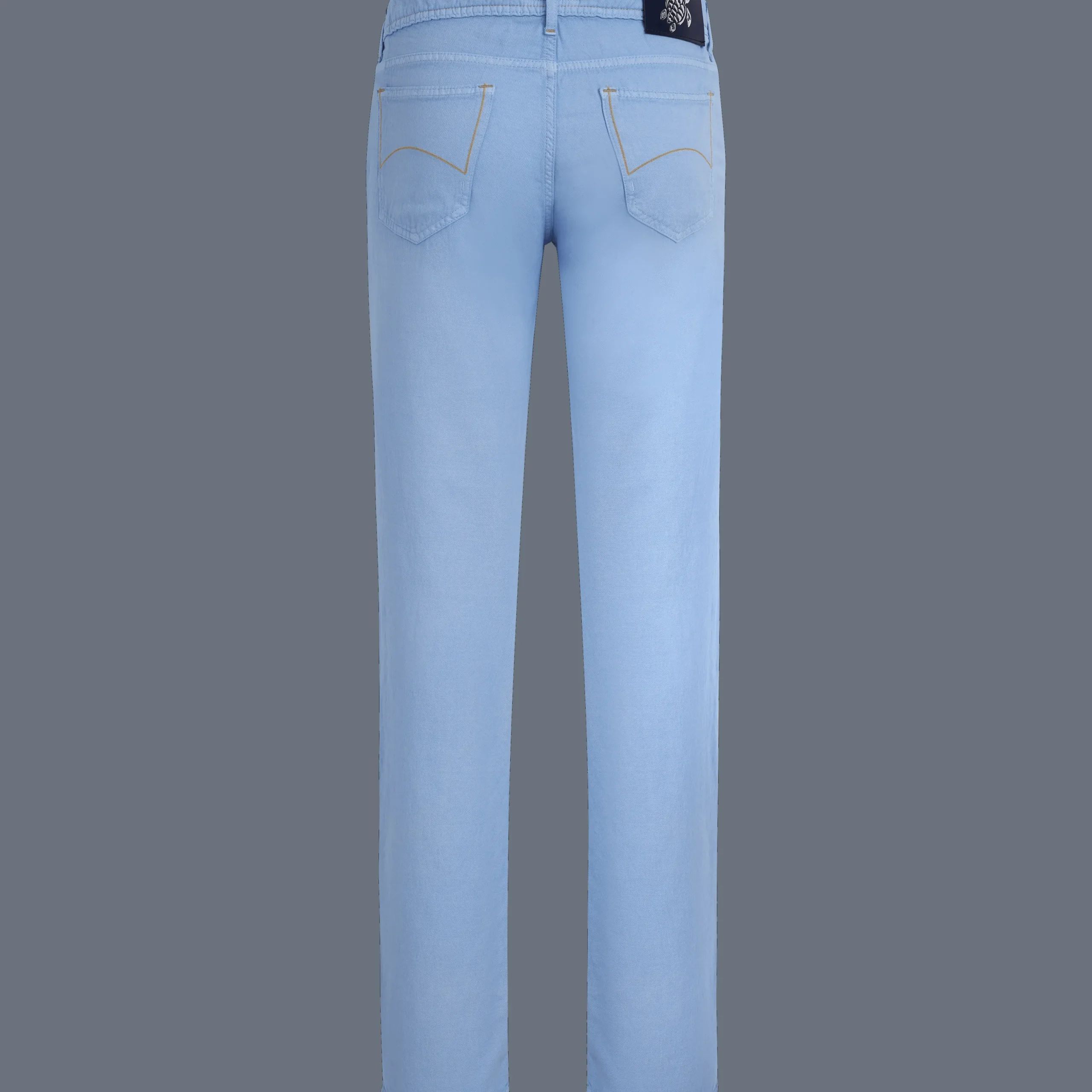 Sale Vilebrequin Men Linen Jeans Drill 5-Pockets Solid Divine/Blue