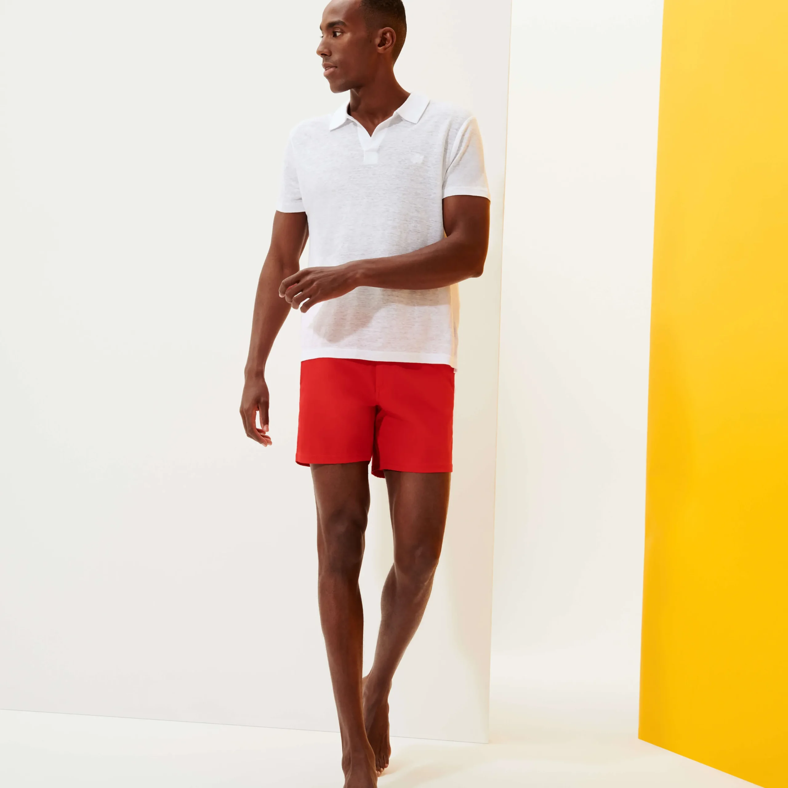 Outlet Vilebrequin Men Linen Jersey Polo Shirt Solid White/White