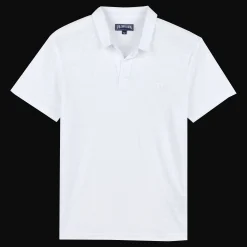Outlet Vilebrequin Men Linen Jersey Polo Shirt Solid White/White