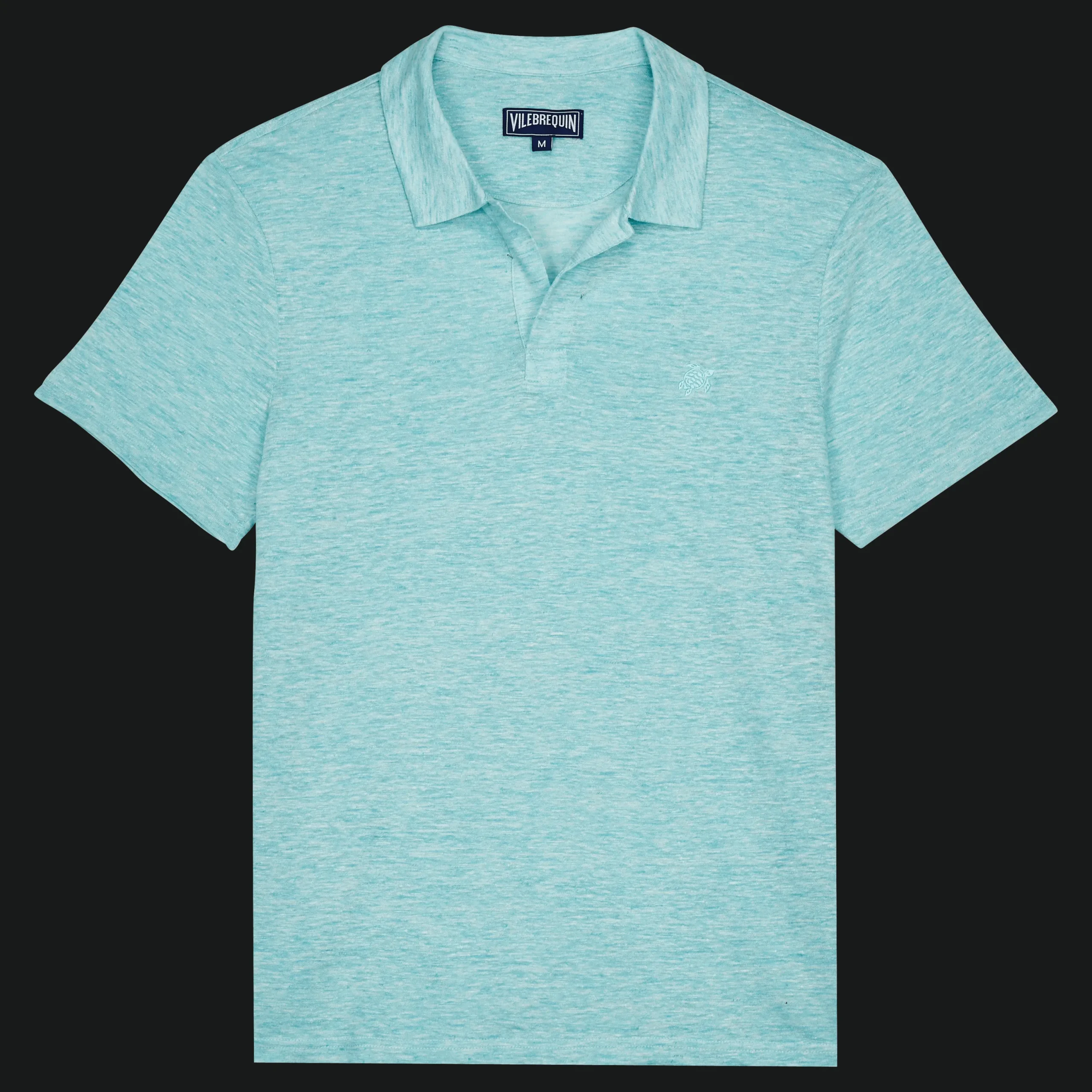Sale Vilebrequin Men Linen Jersey Polo Shirt Solid Lazuli Blue Heather/Blue