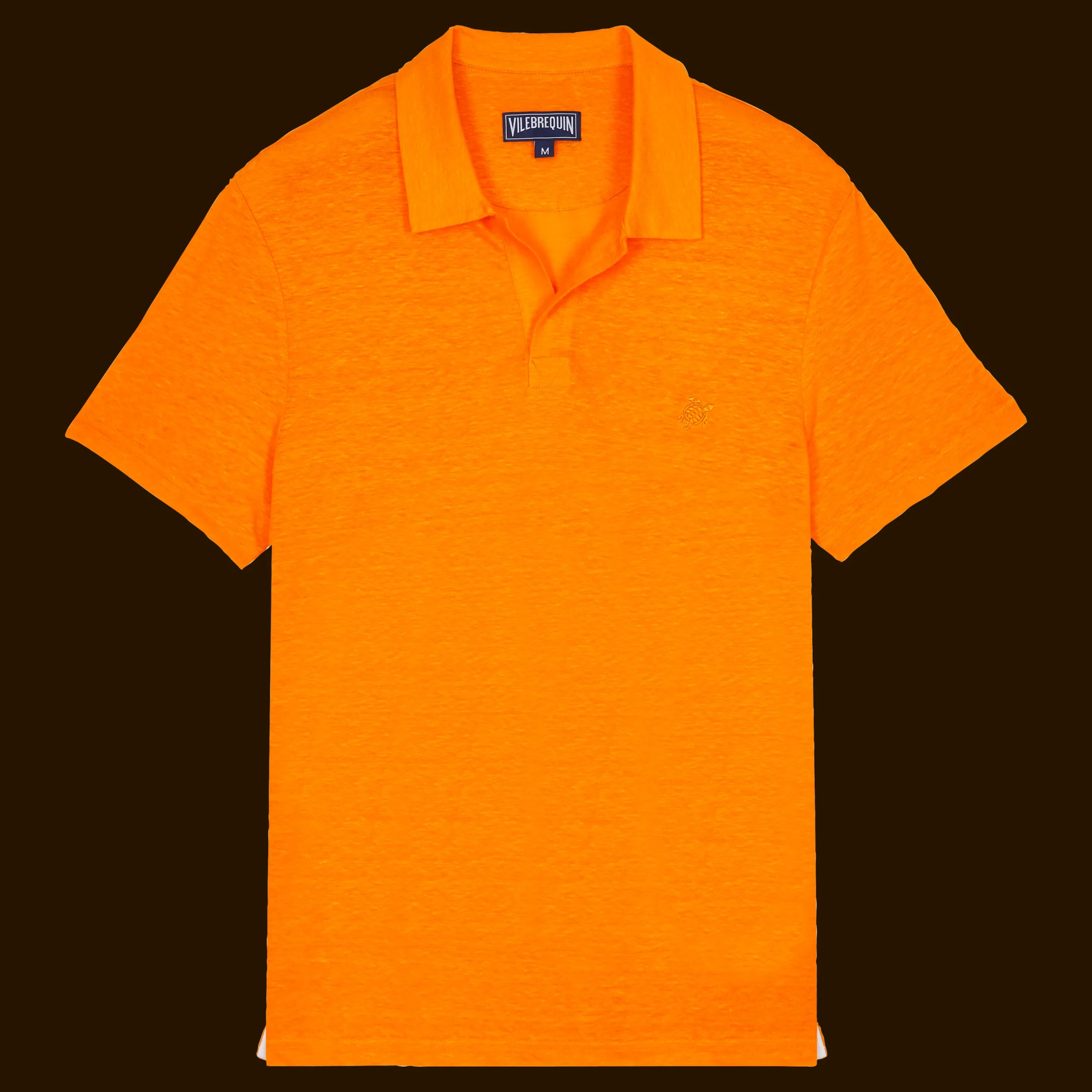 Clearance Vilebrequin Men Linen Jersey Polo Shirt Solid Carrot/Orange
