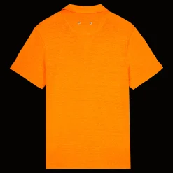 Clearance Vilebrequin Men Linen Jersey Polo Shirt Solid Carrot/Orange