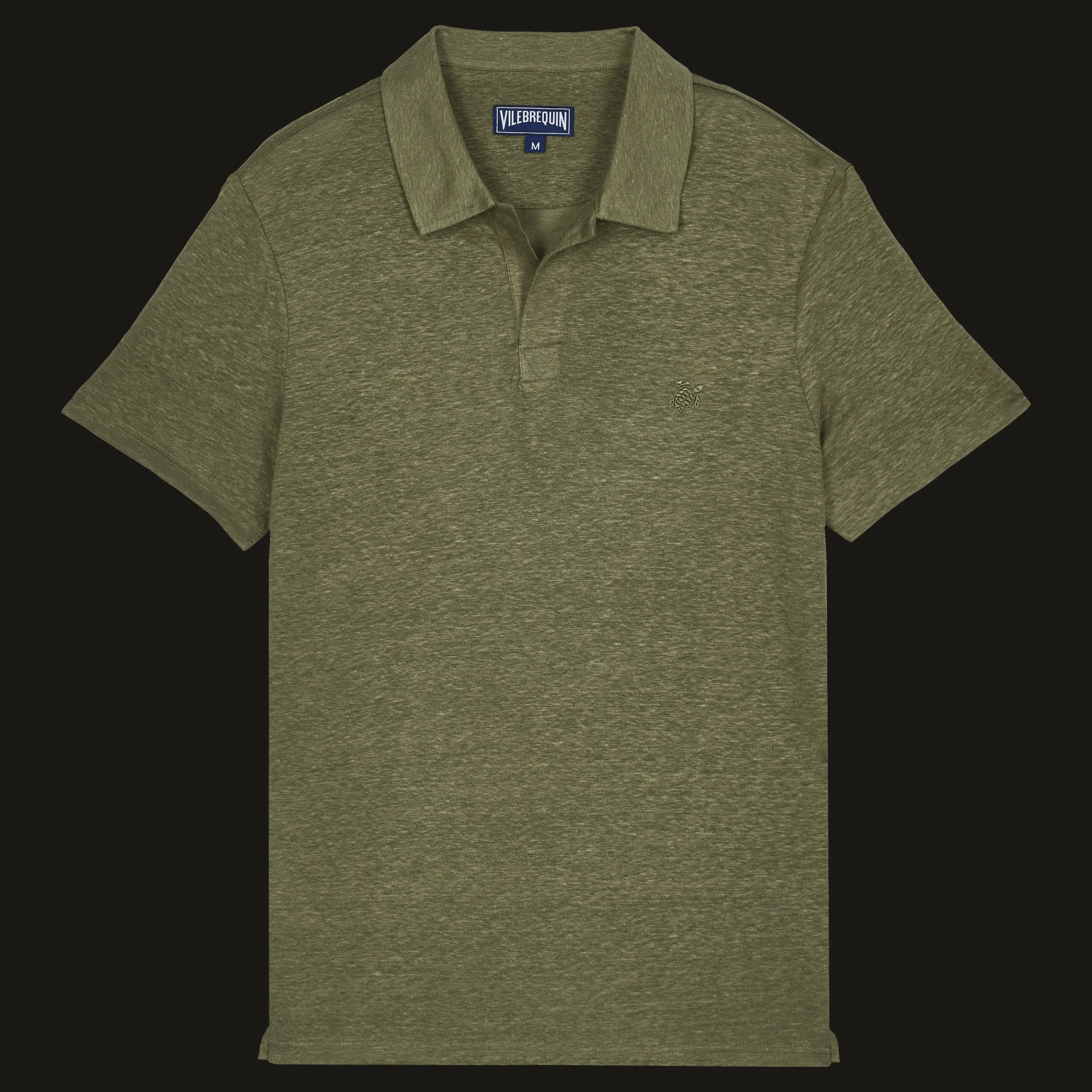 Shop Vilebrequin Men Linen Jersey Polo Shirt Solid Olivier/Green