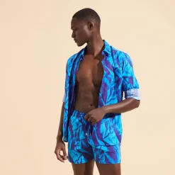 Best Sale Vilebrequin Men Linen Shirt Les Draps Froisses Neptune Blue/Blue