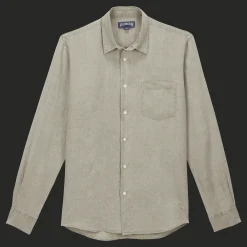 Clearance Vilebrequin Men Linen Shirt Solid Eucalyptus/Green