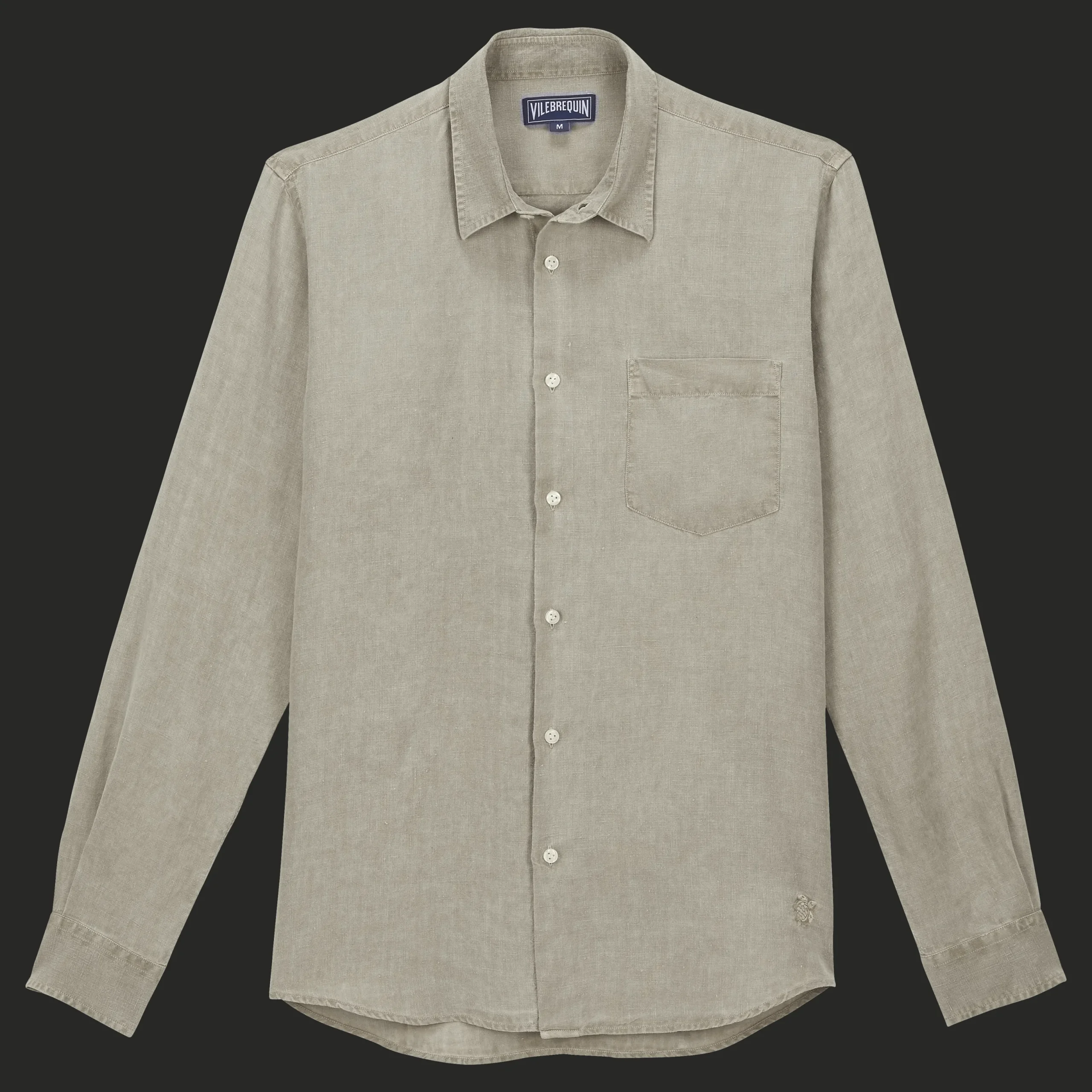 Clearance Vilebrequin Men Linen Shirt Solid Eucalyptus/Green