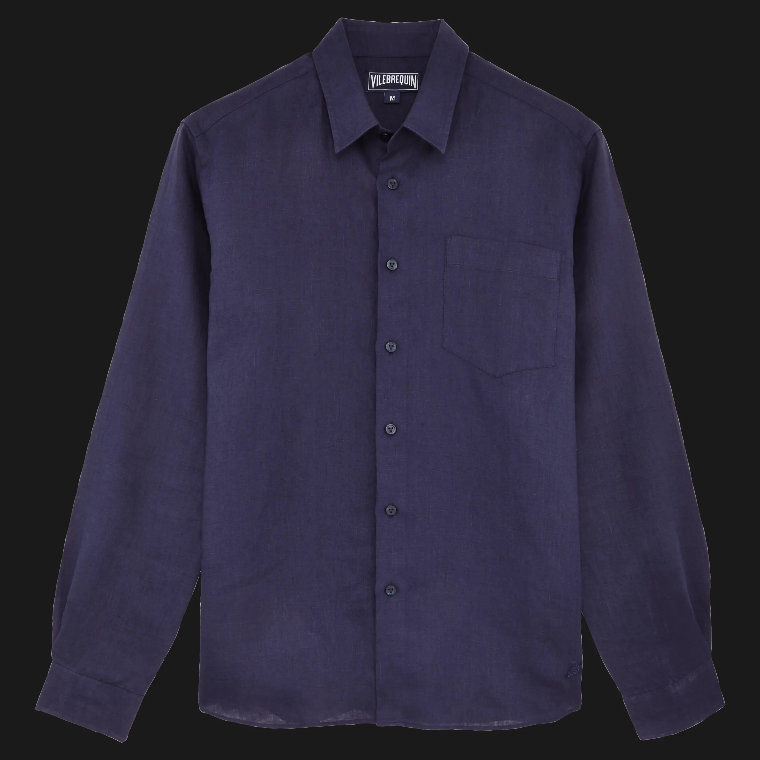 Cheap Vilebrequin Men Linen Shirt Solid Navy/Blue