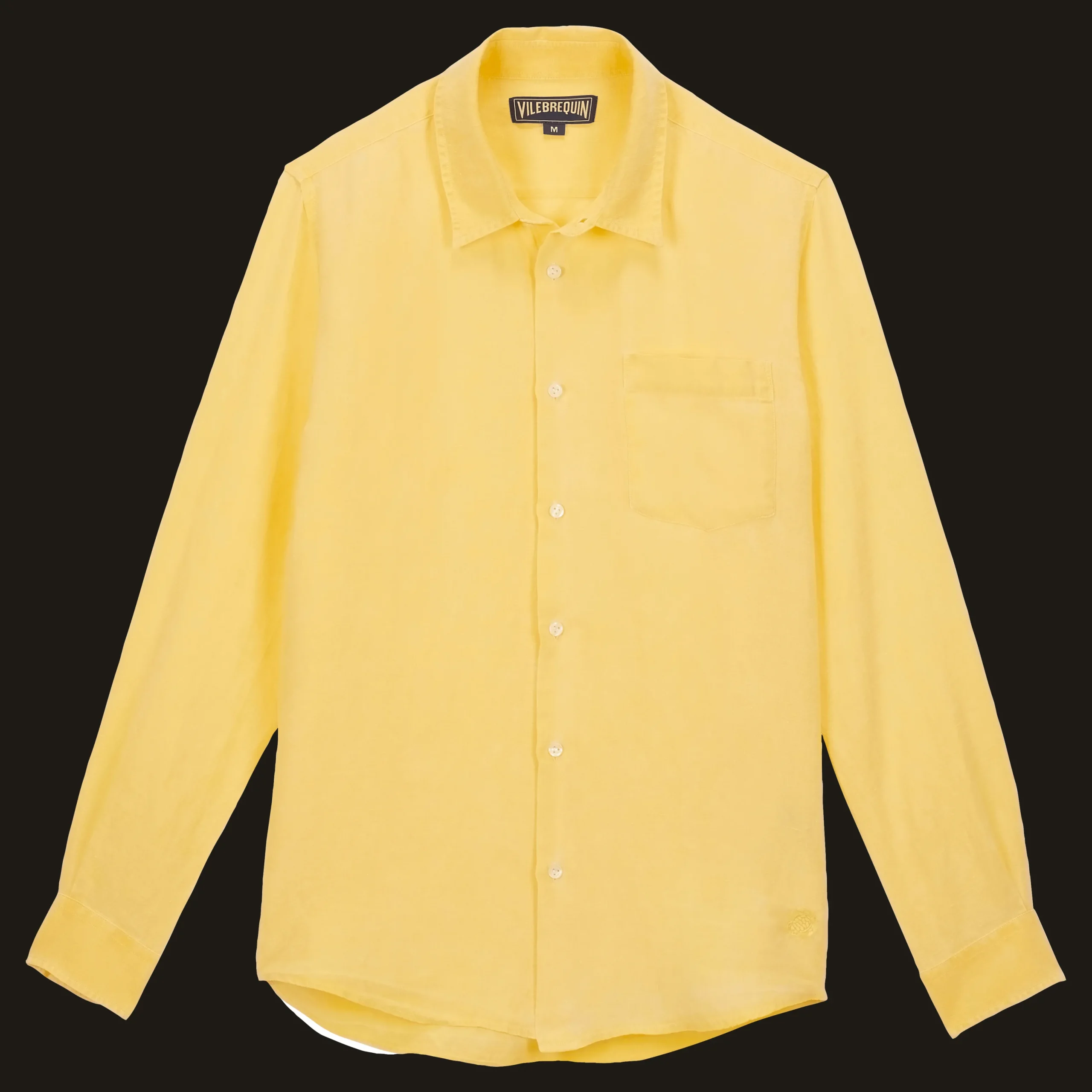 Outlet Vilebrequin Men Linen Shirt Solid Genet/Yellow