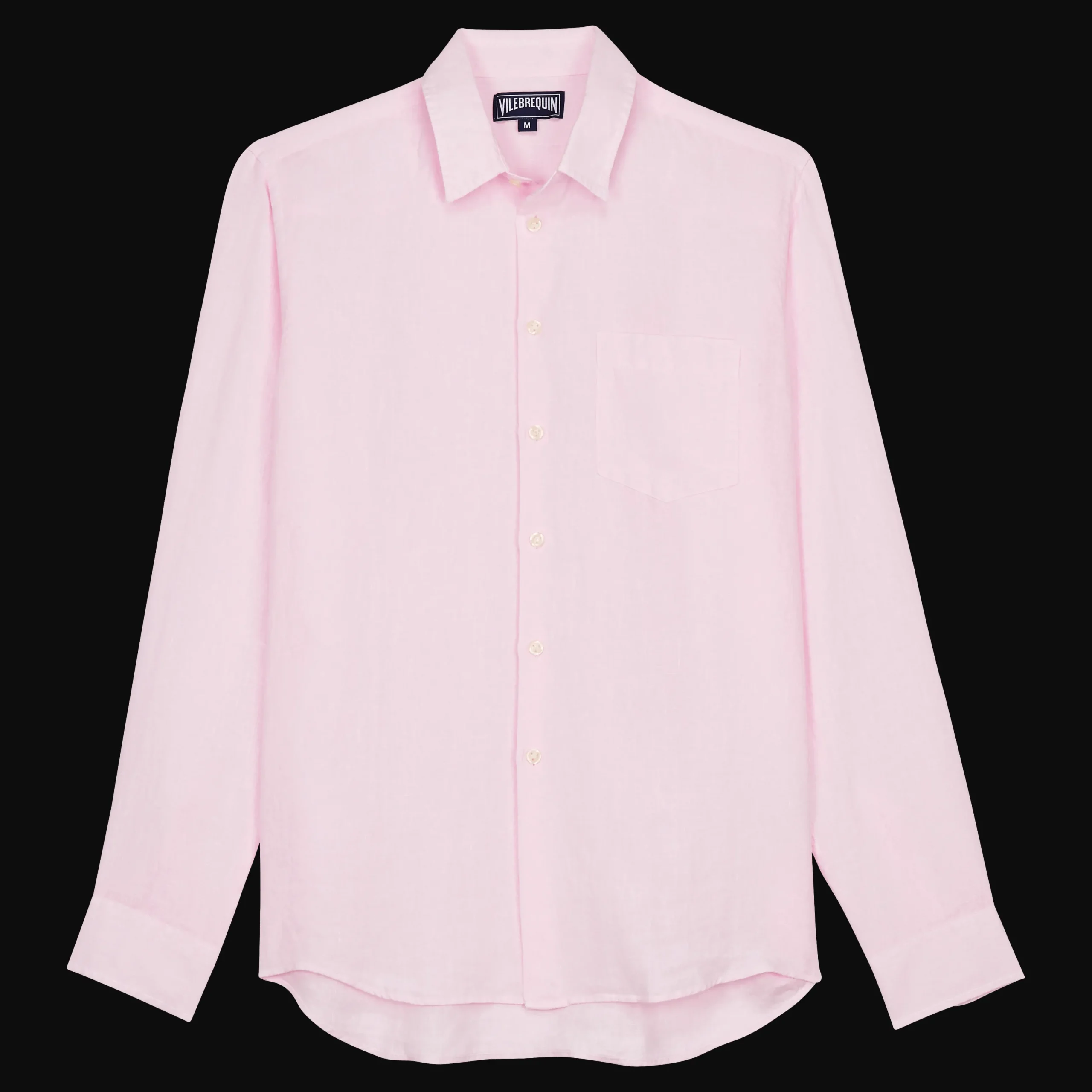 Cheap Vilebrequin Men Linen Shirt Solid Ballet Shoe/Pink