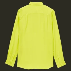 Best Vilebrequin Men Linen Shirt Solid Ginger/Green