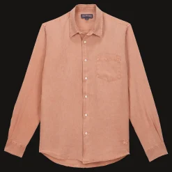 Sale Vilebrequin Men Linen Shirt Solid Pottery/Orange
